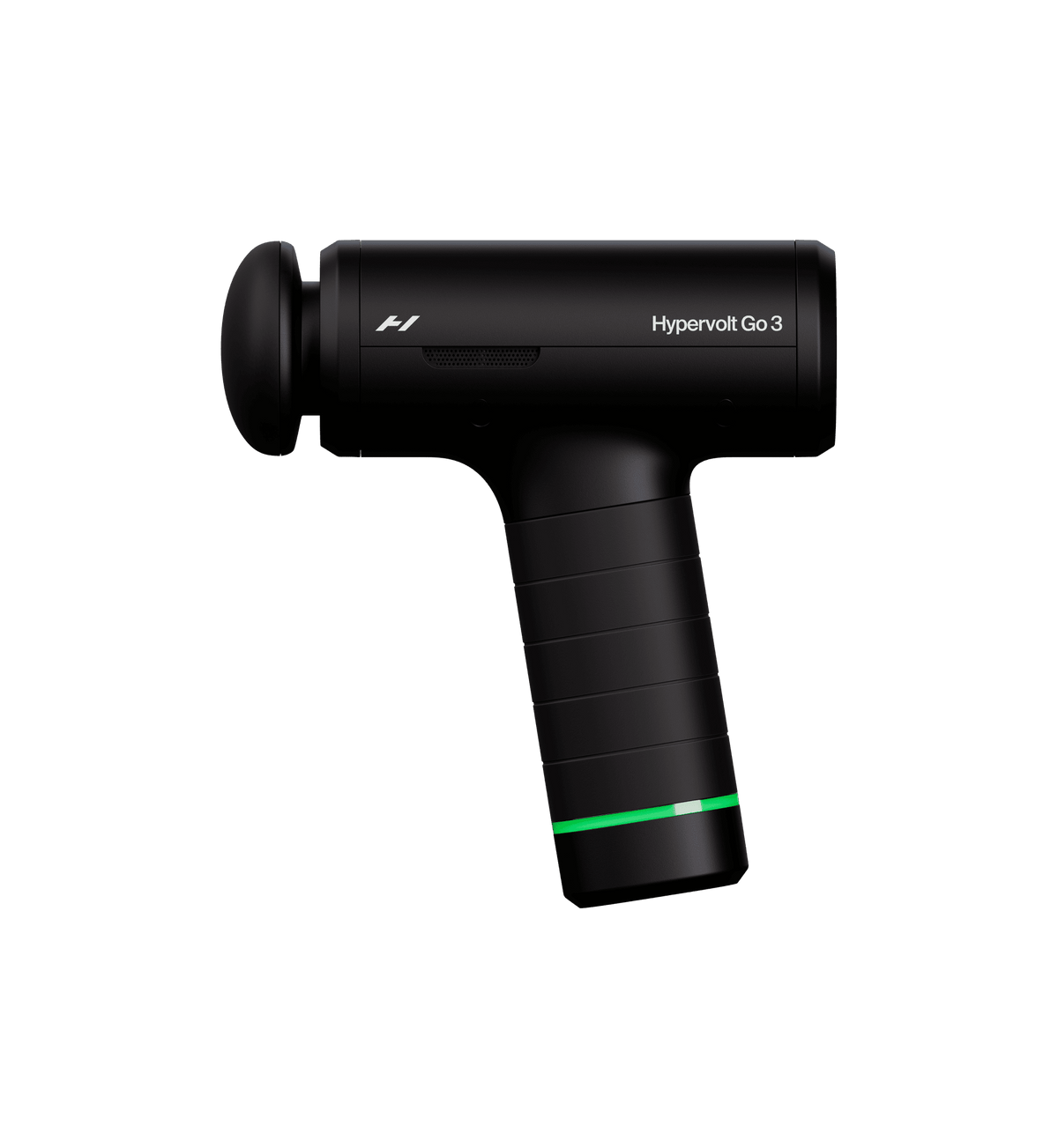 Pistolet de massage Hypervolt Go 3 noir sur fond transparent