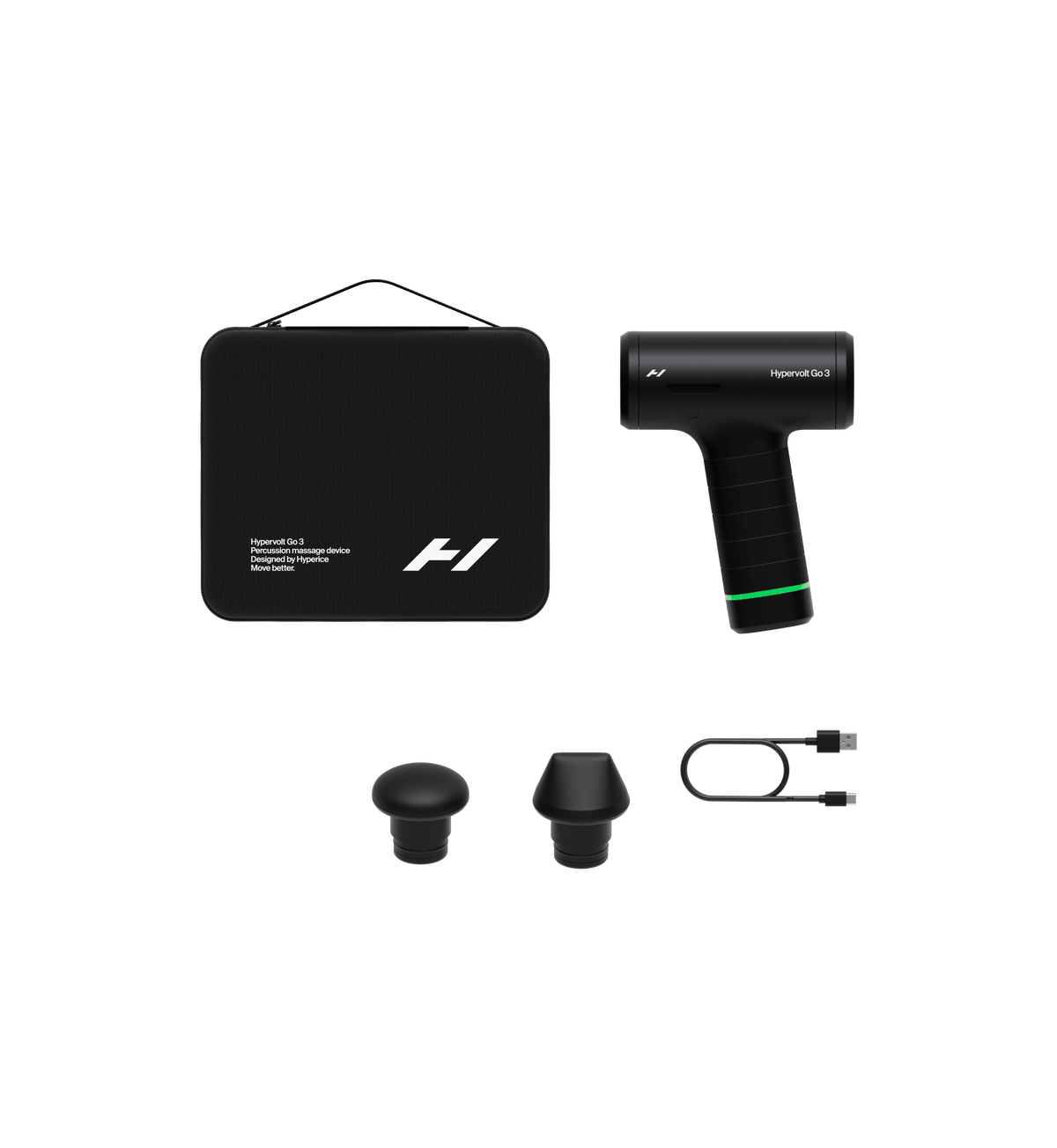 Hypervolt Go 3 pistolet de massage : contenu de la boîte